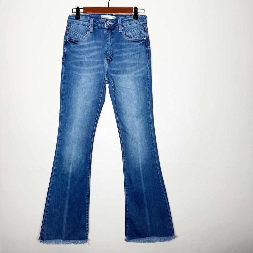 Kancan Maurice’s High Rise Back Seam Flare Frayed Hem Jeans Women’s Size 28